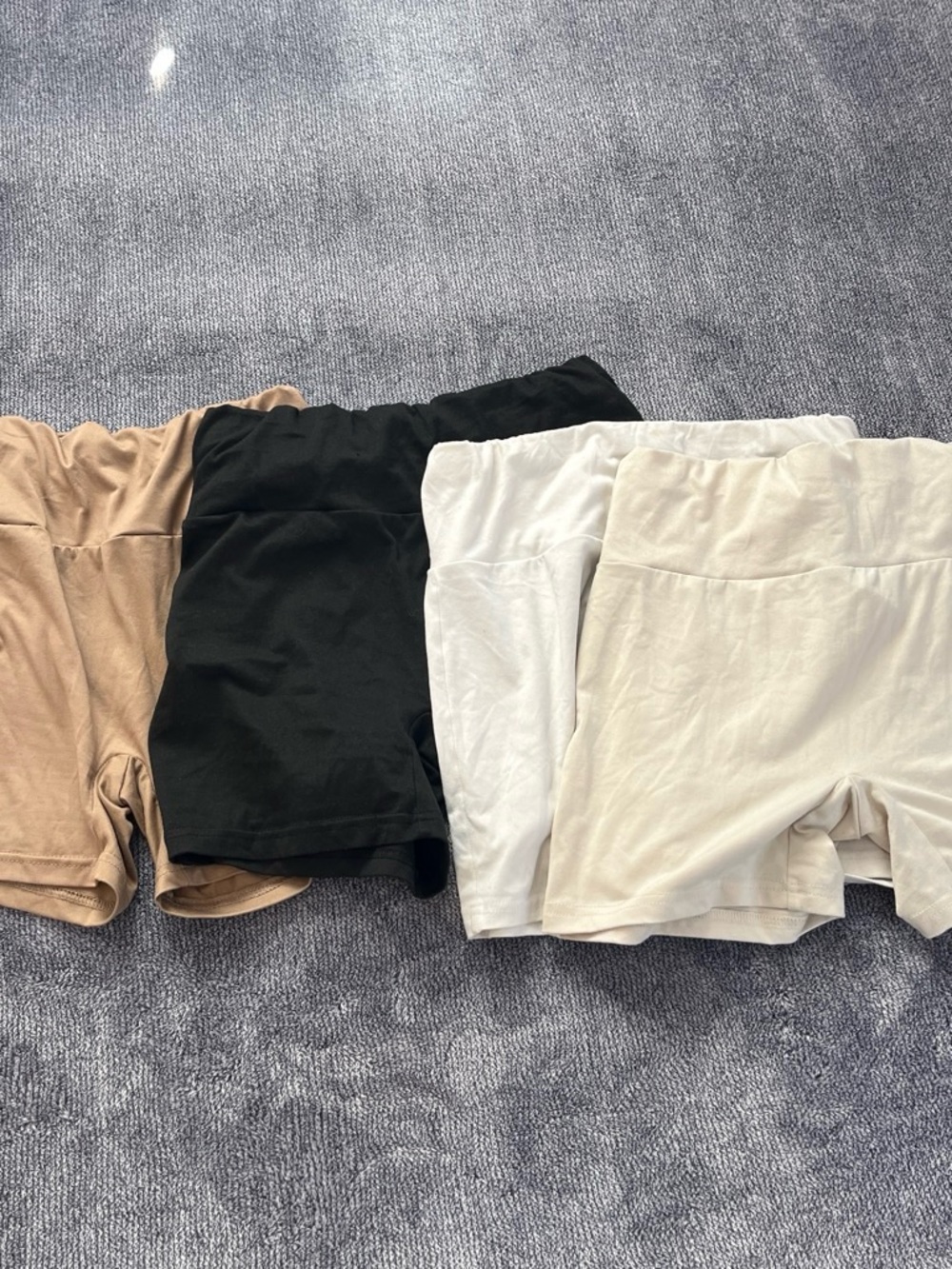 SHEIN High-Rise Bike Shorts Set in Black, White, Beige
